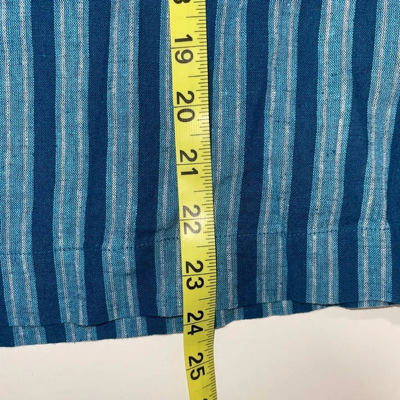 LOFT Beach Teal & Blue Striped Split Neck Popover Top Medium Women’s - Picture 9 of 11